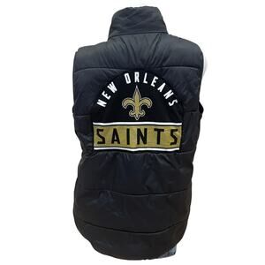 New Orleans Saints Puffer Vest Black LARGE Football Packable Unique Quilted